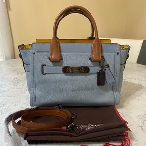 Coach 34417 Swagger 27 in Colorblock (Light Blue, Yellow, Brown)